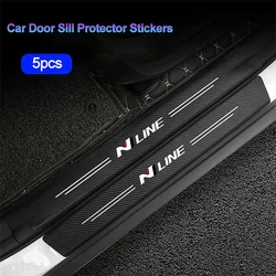 5pcs Car Door Sill Protector Stickers For Hyundai N LINE Kona Tucson I10 I20 I30 I40 Santafe Carbon Fiber Decor Decal Threshold