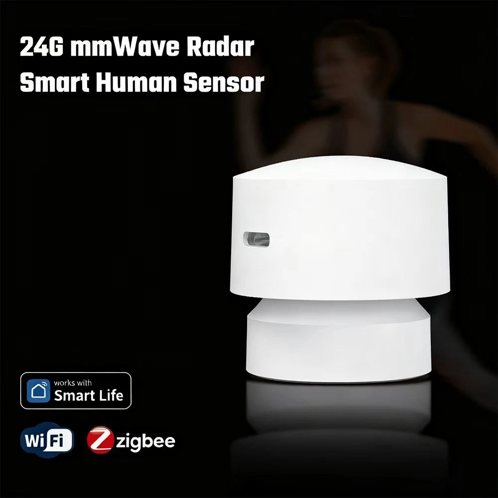 

Tuya Zigbee or 2.4Wifi Smart Human Presence Sensor 24G mmWave Radar No Camera Privacy Protection For Google Alexa Smart Life APP