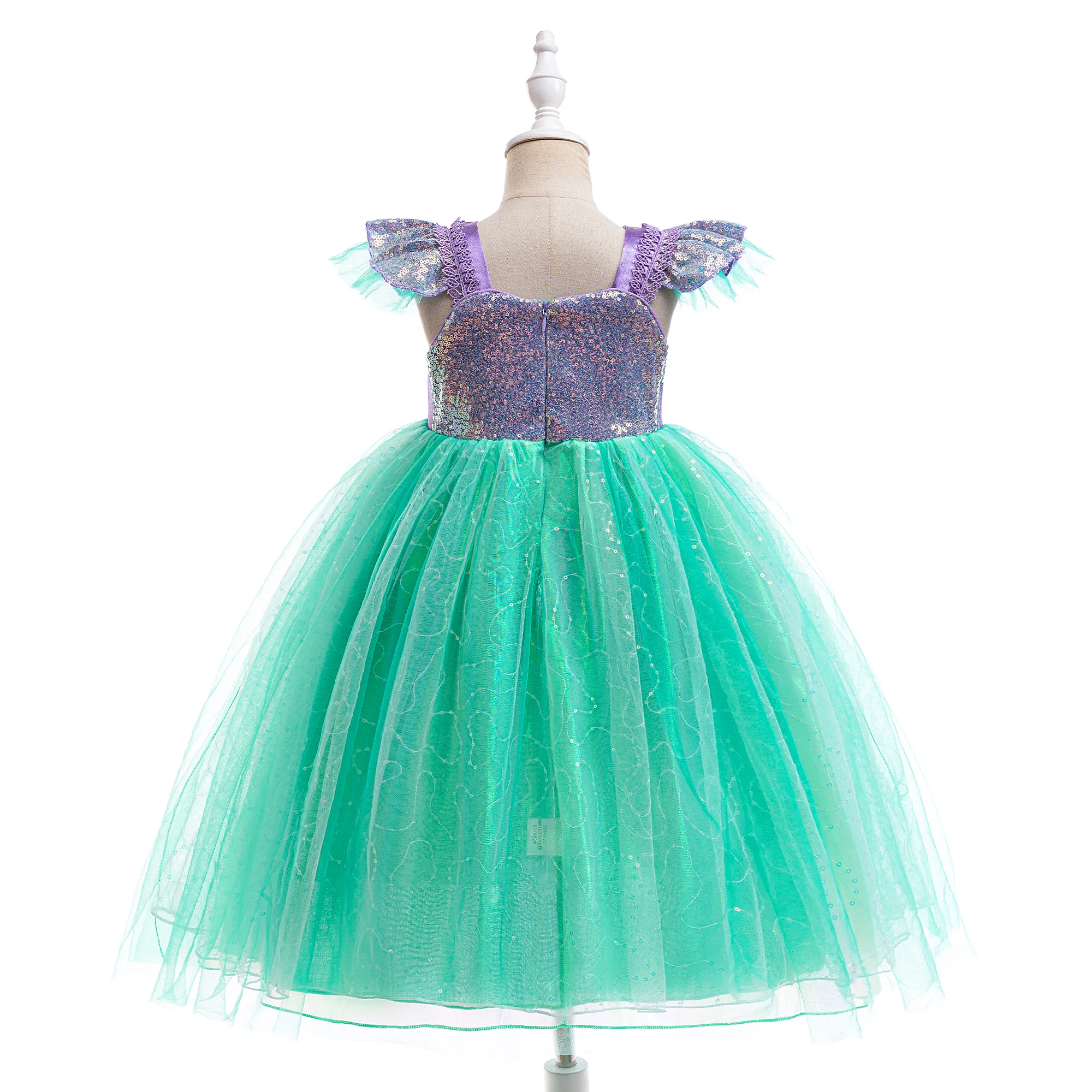 Kleines Meerjungfrau Ariel Geburtstagskleid für Mädchen, Karneval Cosplay Halloween Kostüm, Party Prinzessinnenkleid, Mädchen Tüll Meerjungfrauen Kinderkleidung – Detail 4