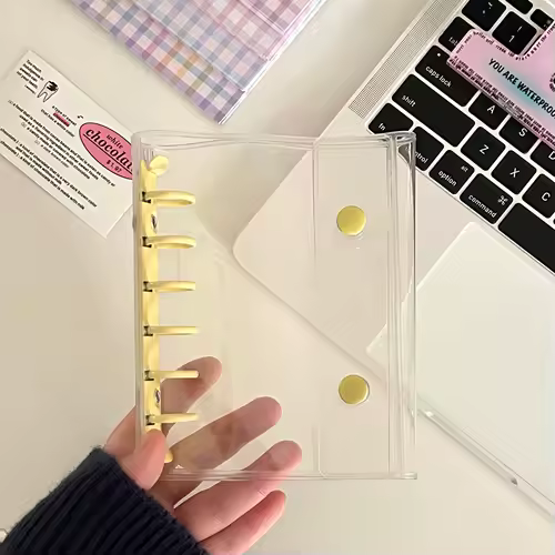 A7 Widening Double Button Transparent PVC Soft Cover Binder Cover Journal Sketchbook Accessories Diary Office Supplies - Image 21