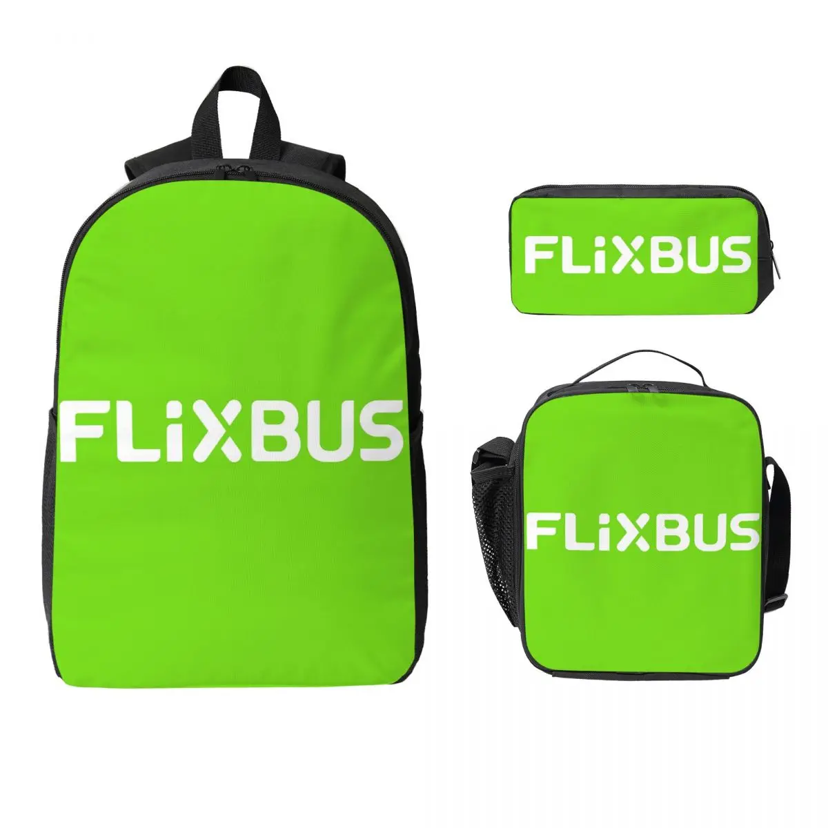 

Flixbus Backpack Student Boys Girls BookBag School Bag Computer Shoulder Bags 3ps Insulated Lunch Bag Pencil Case