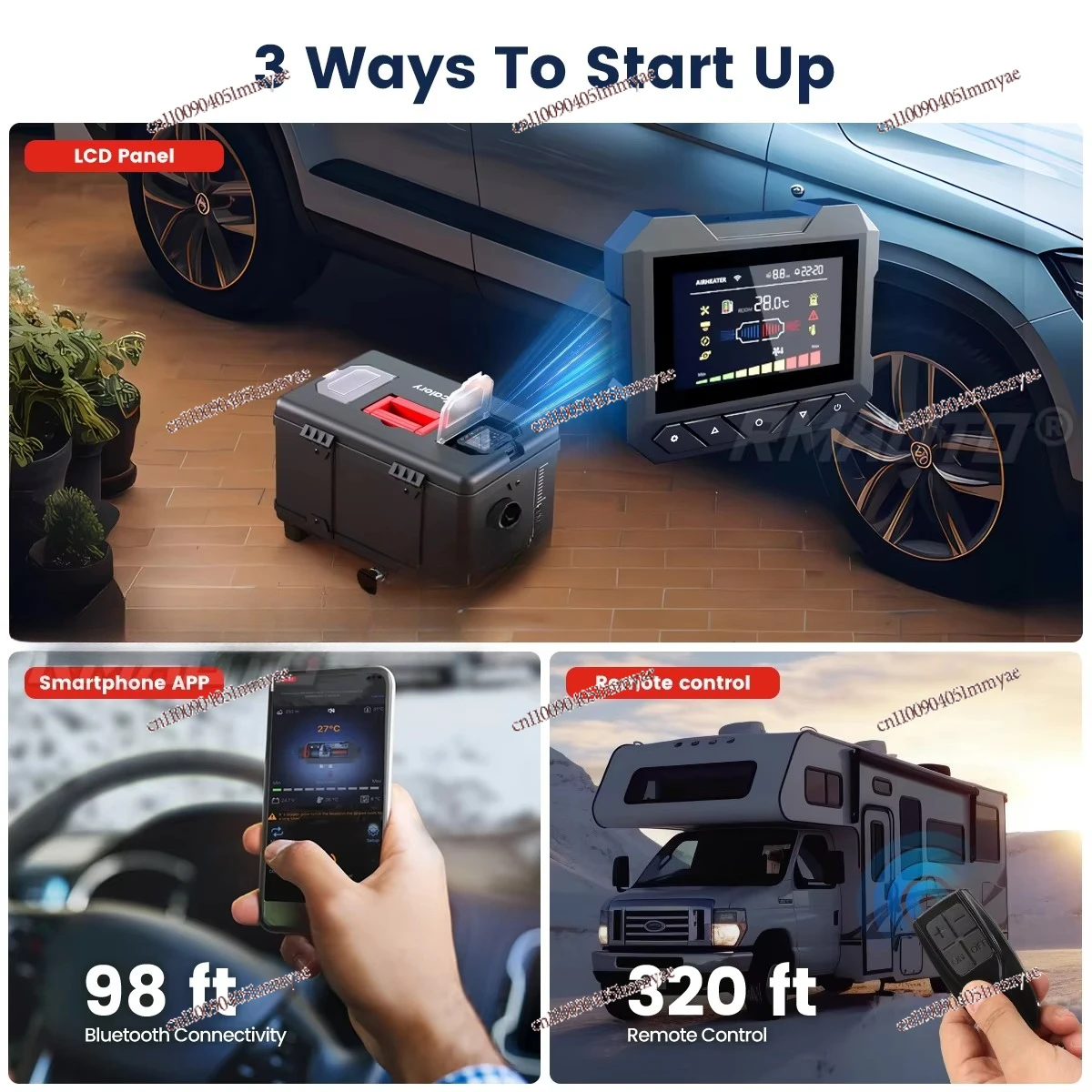 

8kW Diesel Auxiliary Heater, 110-220V AC and 12/24V DC, Altitude Mode Support, 0.1-0. 35L/hr Portable Diesel Air Heater