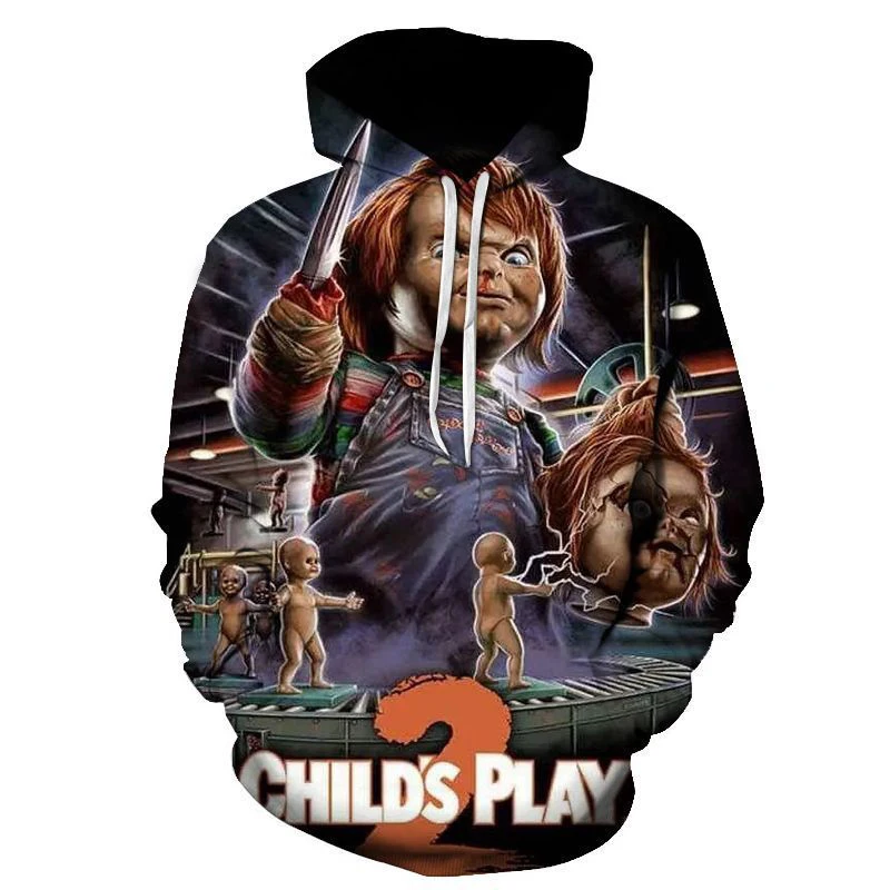 

2021 Halloween Men Hoodies Sweatshirts Horror ghost doll 3D Printed Funny Hip Hop Hoody Casual Streetwear Men Clothing Hooded