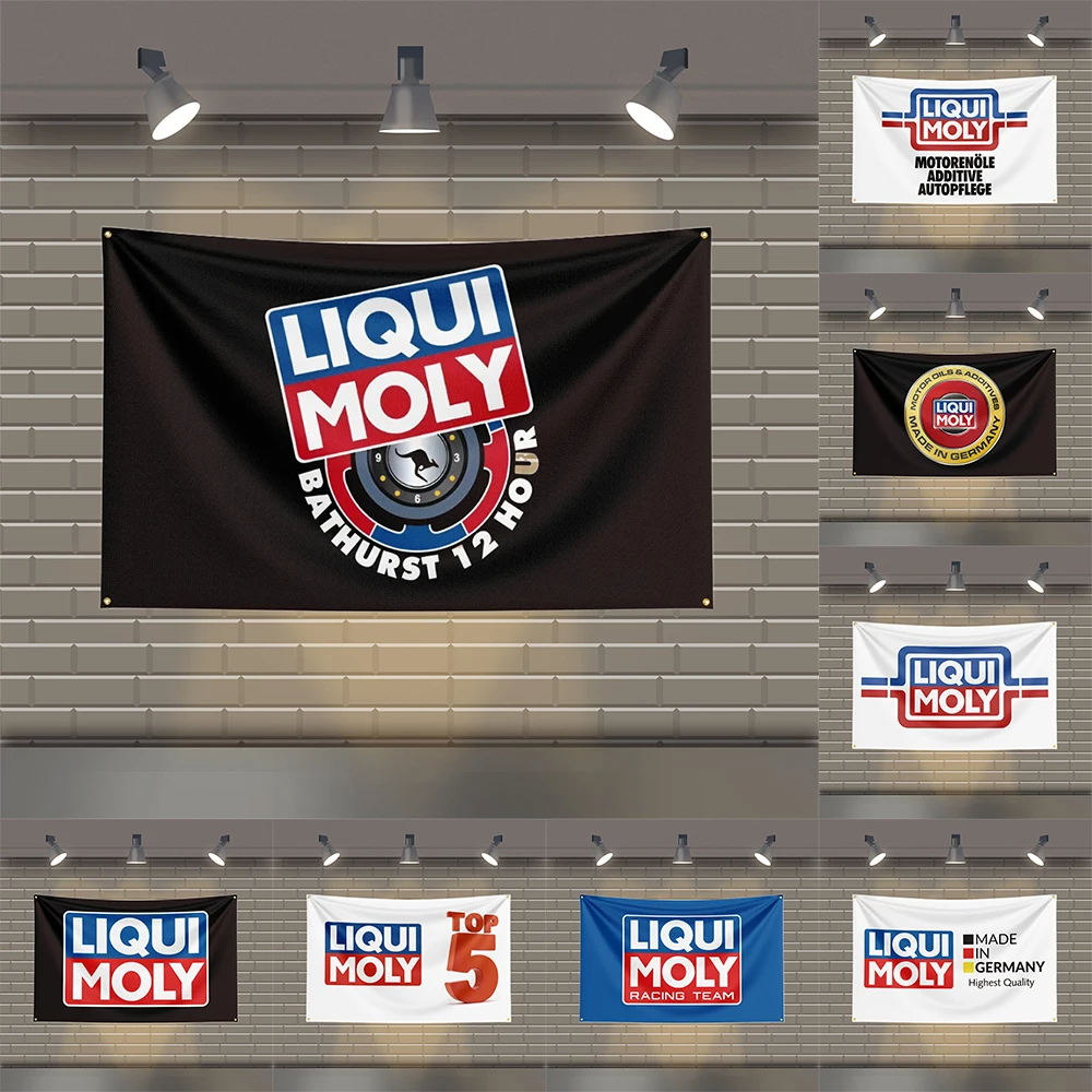 3x5 Ft Liqui MolyFlag Polyester Printed Printed Oil Flags for Room Garage Decor