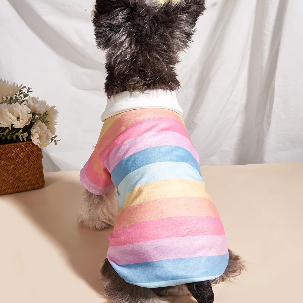 Sport Stripe Puppy Dog Polo Shirt Spring Autumn Pet Clothes for Small Dogs Schnauzer Maltese Bichon Pullovers mascotas Clothing