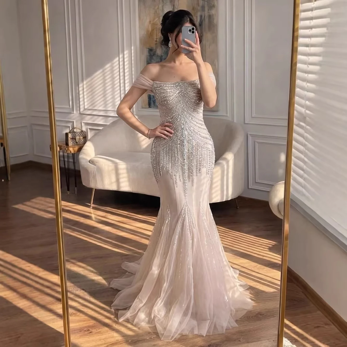 Serene Hill 2026 Nude Off Shoulder Mermaid Beaded Evening Gowns Wedding Party Dresses for Women DLA73214 Customized - AliExpress 320 Serene Hill 2026 Nude Off Shoulder Mermaid Beaded Evening Gowns Wedding Party Dresses for Women DLA73214 Customized - AliExpress 320