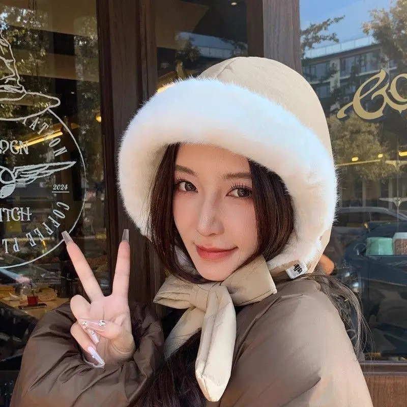 الكورية العصرية حزام قبعة تدفئة الأذن غطاء حماية سميكة الصوف مبطن دلو القبعات عادية تنوعا الأذن رفرف قبعة حقيبة كروسبودي