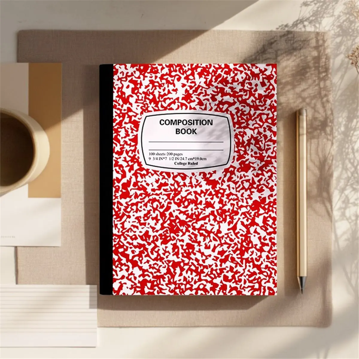 Home Tool Composition , Wide Ruled Paper,190x247mm, Assorted Marble Covers, 6 Per Pack, Different Colors