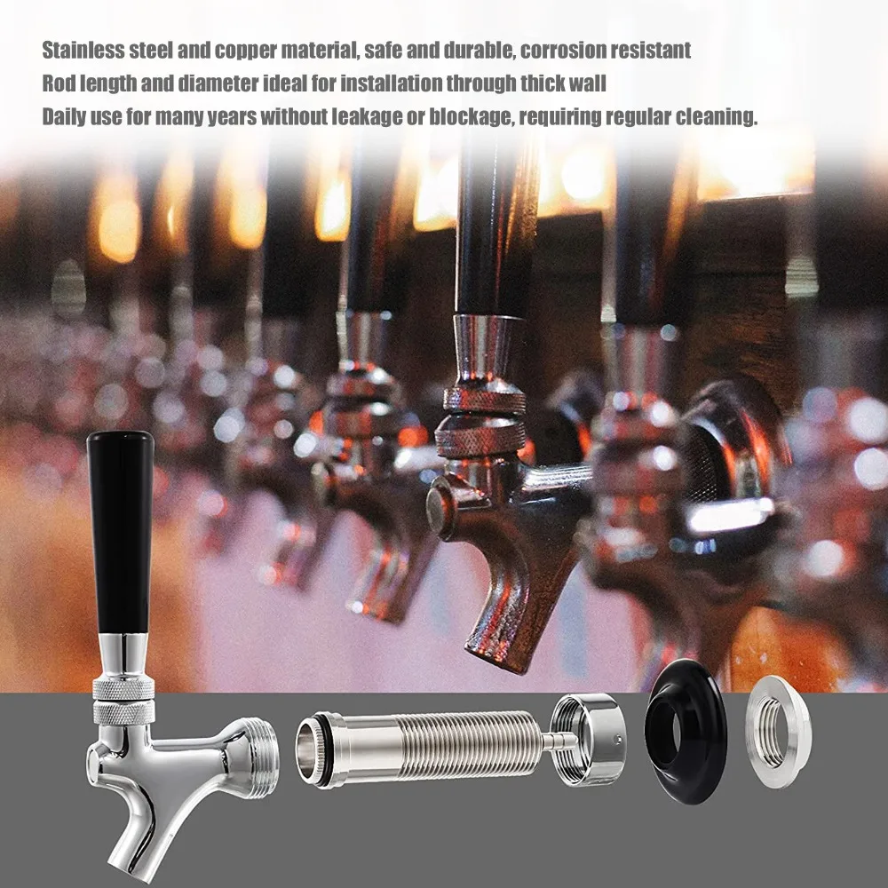 150mm Beer Tap Locking Flange G5/8 Thread Adjustable Dispenser Draft Beer Dispenser Stainless Steel Draft Beer Flange Rod