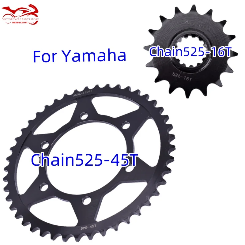 525 16T 45T Sprocket for Yamaha 700Tenere FZ/MT-07-09-10 YZF-R7 FJ-09 Tracer 700 MTM XSR 700 900 890 MTT 850 YZF/XTZ/MTT 690 ABS