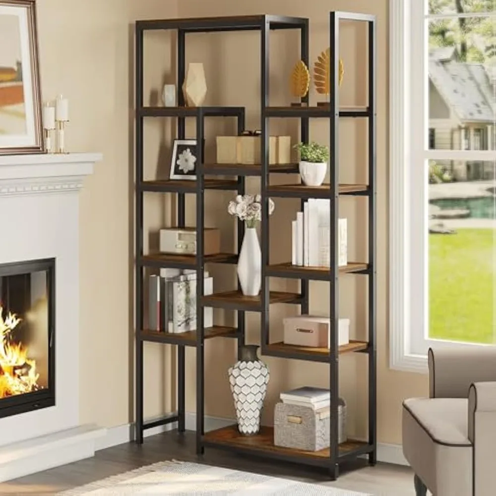 

Industrial Bookshelf 71” Tall Bookcase, Large Bookshelves with 12 Open Shelf, Display Rack Storage Book Shelves for Living Room