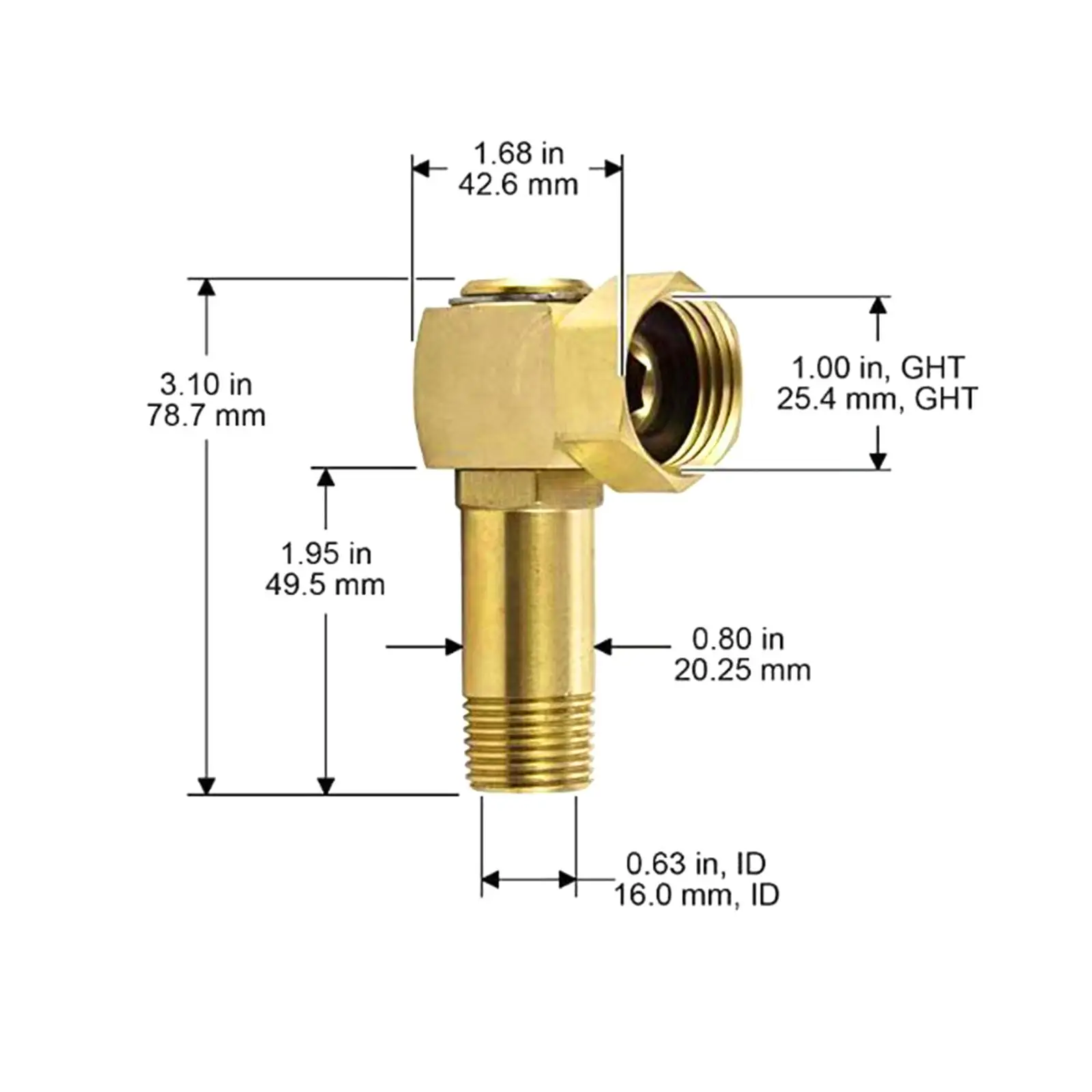 

Brass Rotating Garden Hose Adapter Compact Elbow Connector Quick Connect Portable Tool for Lawn Yard Park Camping