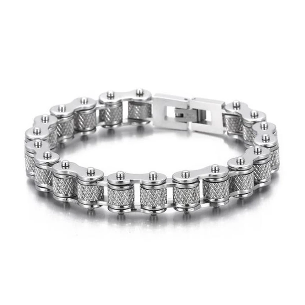 

11mm Heavy Punk Retro Gold Color Bike Bicycle Chain Bracelet Men Women HipHop Rock Rainbow Stainless Steel Biker Bangle Jewelry