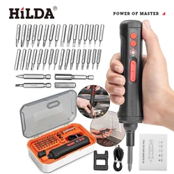 HILDA 3.6v Mini Cordless Electric Screwdriver Rechargeable Adjustment Power Drill Multi-function Disassembly Torque Repair Tools