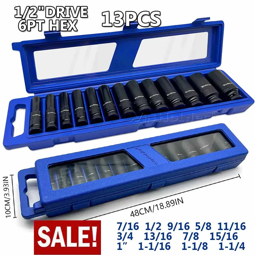 13Pcs Deep Impact Socket Set SAE AF Imperial 1/2