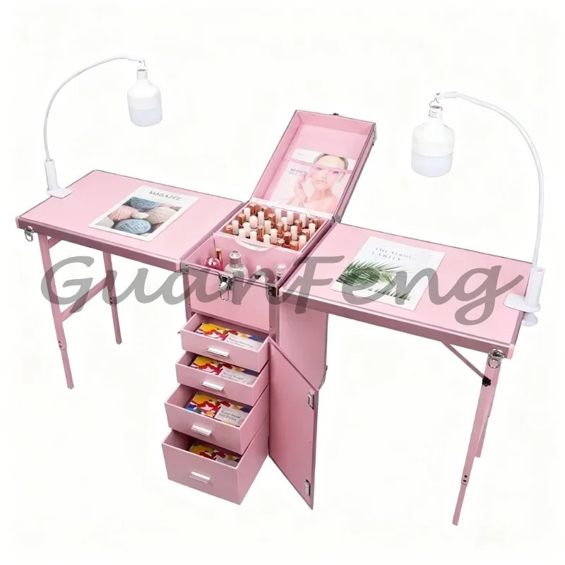 Rolling Beauty and Manicure Table, Multi-drawer Storage Trolley Case, Beauty and Hair Operation Nail Polish and Makeup Table