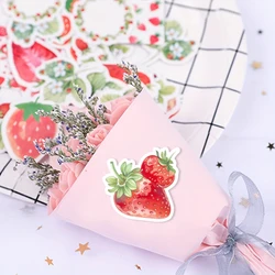 40 Strawberry and Cheese Cartoon Glitter Stickers - Self-Adhesive Matte Shapes For Scrapbook and Creative Crafts