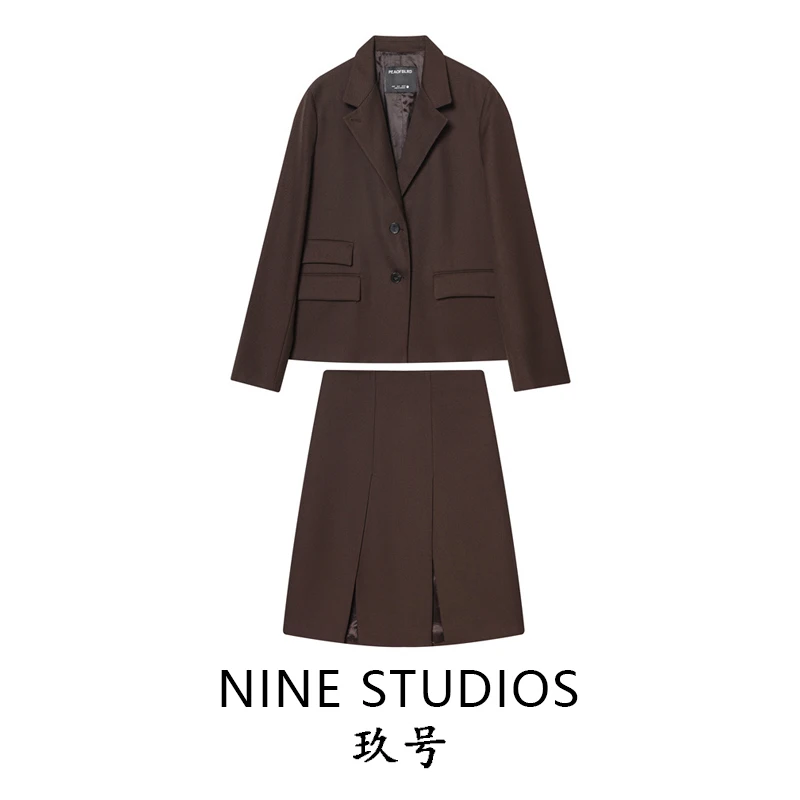 

Женский костюмный джет NINE ZAR с широкой плиссированной юбкой или комплектом, модный комплект из двух предметов, зимняя коллекция