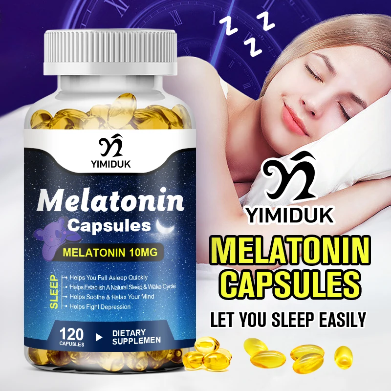 

10Mg Melatonin Capsules Anxiety Stress Relief Help Deep Sleep Save Insomnia Supplements Melatonin Healthy Sleep