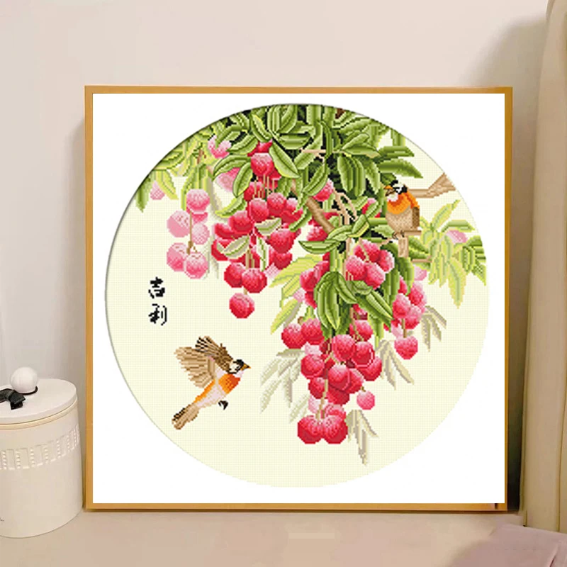 

Весенний полный комплект для вышивки крестом, хлопковые нитки, птицы и спелый виноград, 11 карат, игла с принтом, подарок ручной работы для мамы