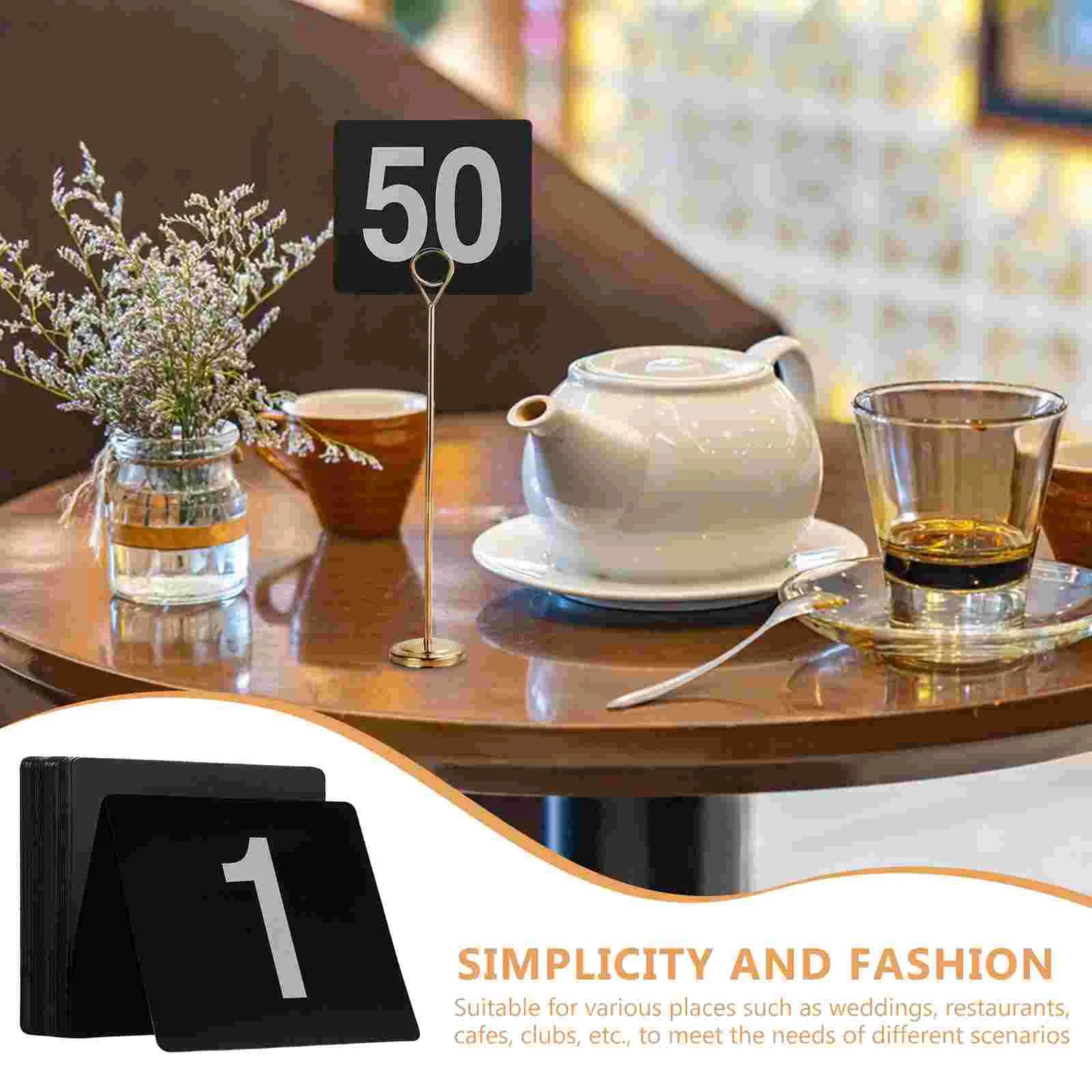 50Pcs Table Numbers PVC Signs 95X100mm Wedding Restaurant Cafe Bar Seating Cards Material Easy Identification