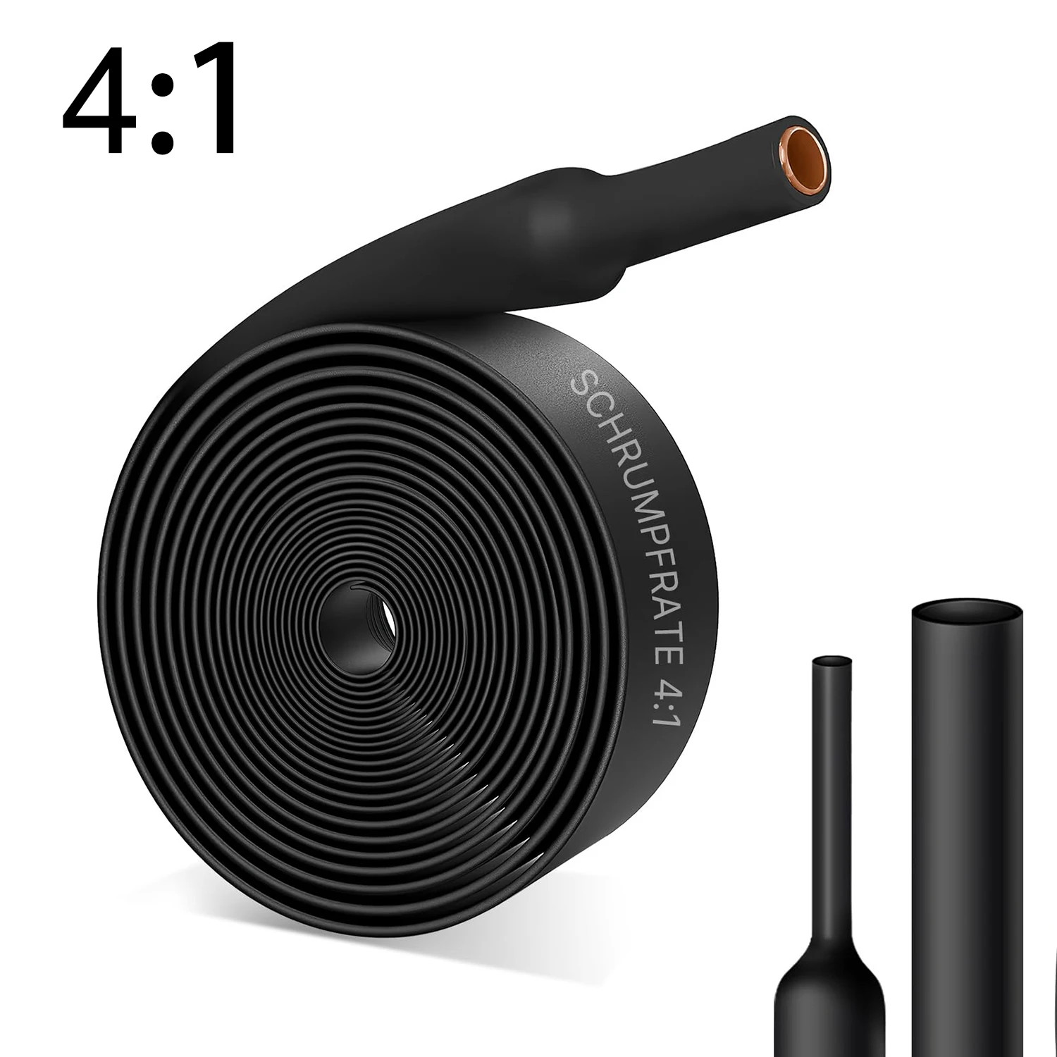 4:1 Ratio Wire Heat Shrink Tubing Adhesive Lined Φ4mm to Φ52m Black Waterproof Industrial Electrical Heatshrink Wrap Tubes