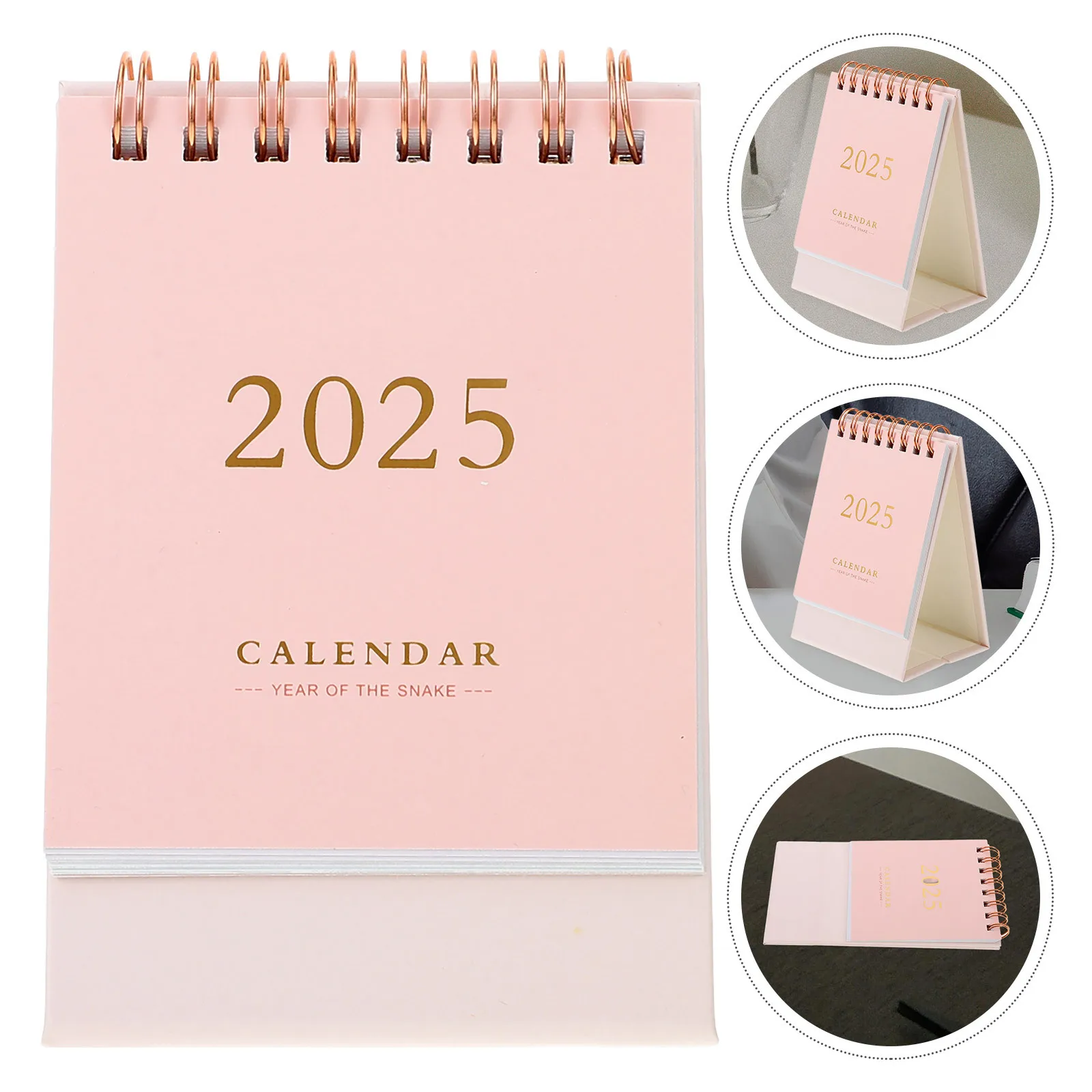 Mini Desk Calendar 2024-2025 Spiral Bound Desktop Stand Monthly Flip Table Calendar for Office Home Small Desk Calendars