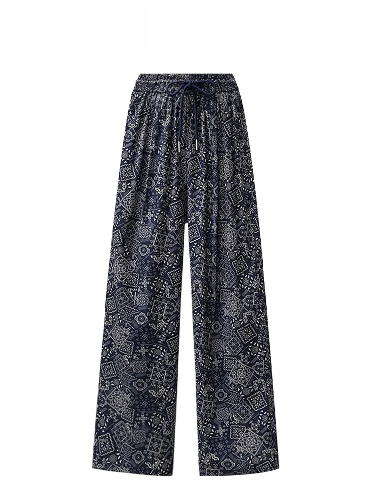 

CaraCLUB plus Size Floral Print Thin Wide Leg Casual Pants Women Summer Loose Straight Cool Cotton Trousers Fashionable plus ...