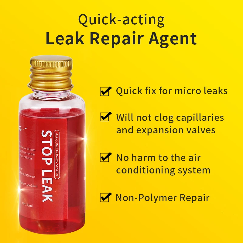 Agente Riparatore per Perdite del Sistema di Climatizzazione Auto 30ml, Olio per Riparazione di Sistemi di Refrigerazione Domestici e Commerciali per R134a R32 R1234yf