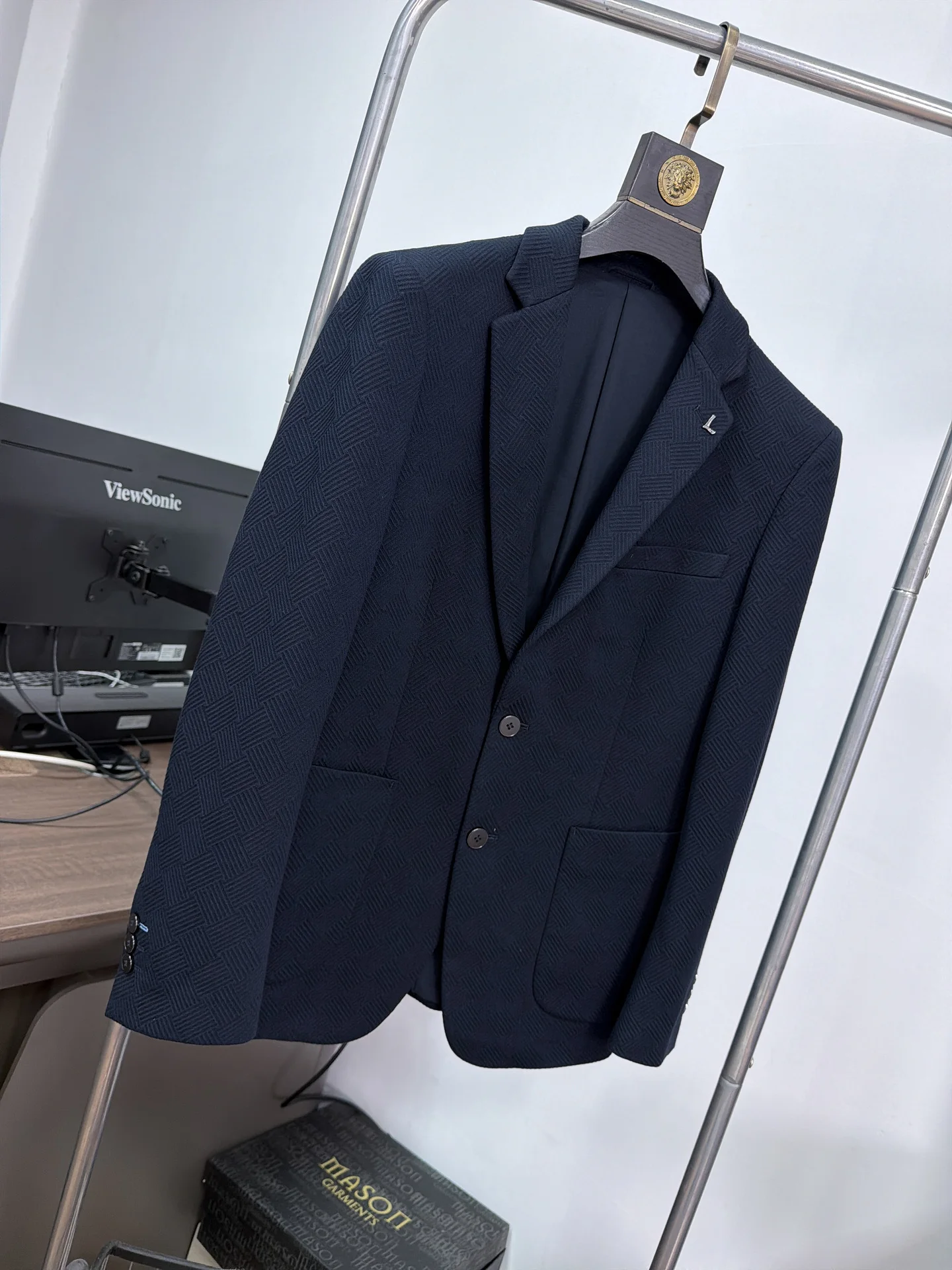 H-Home Men's Thickened Warmth Business Commute Suit Modal Mixed Texture Autumn Winter Flat Collar Casual Suit Outerwear