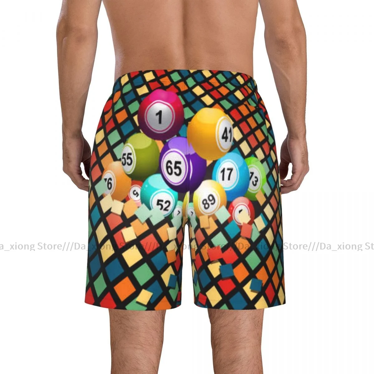 Men Beach Short Quick-drying Swimming Trunk Bingo Balls Breaking Wall Tiles Swimwear Swimsuit Bathing Shorts