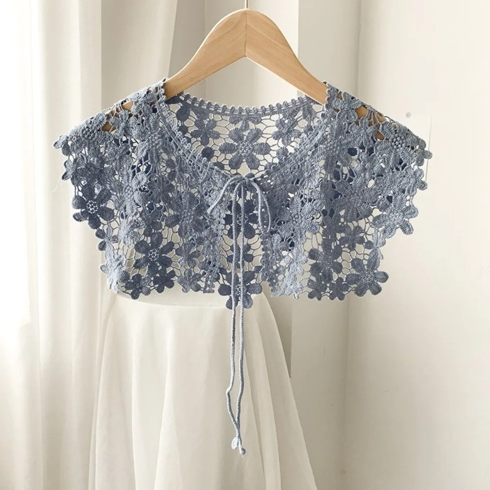 Fashion Hollow Out Fake Collar Shawl Knitted Lace Crochet Lace Detachable Collar Cute Elegant Mini Cape Shawl for Women