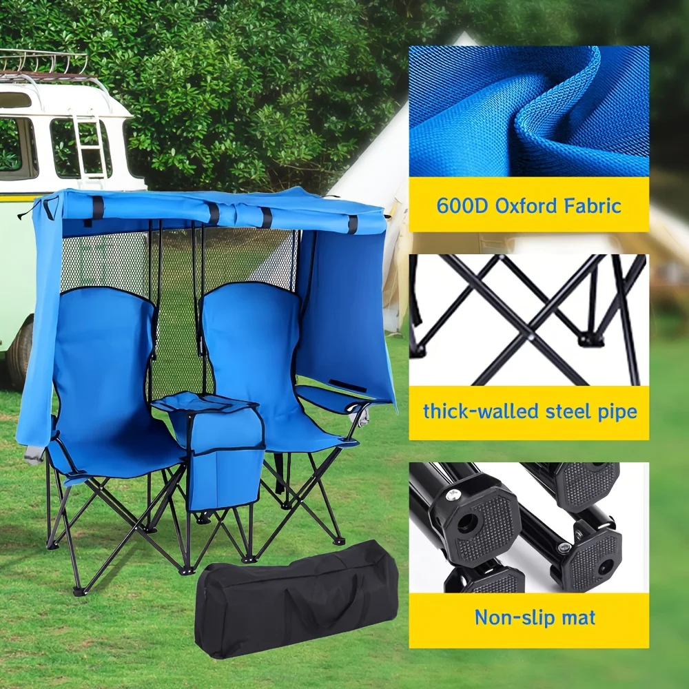 Foldable Beach Chair with Canopy and Table Multifunctional Portable Camping Fishing Chair Outdoor Furniture Accessories