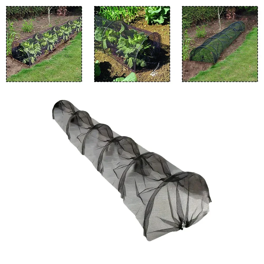Garden Greenhouse Black Mesh Cover Crop Protection Weather Resistant Plant Cover Frost Shield Metal Support Rods