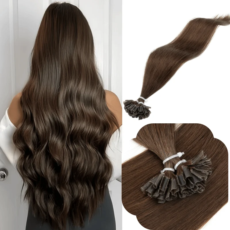 

Natural Human Hair U Tip Keratin Hair Extensions Hot Fusion Italiana Nail Capsules PreBonded 12-24" 50pcs pack