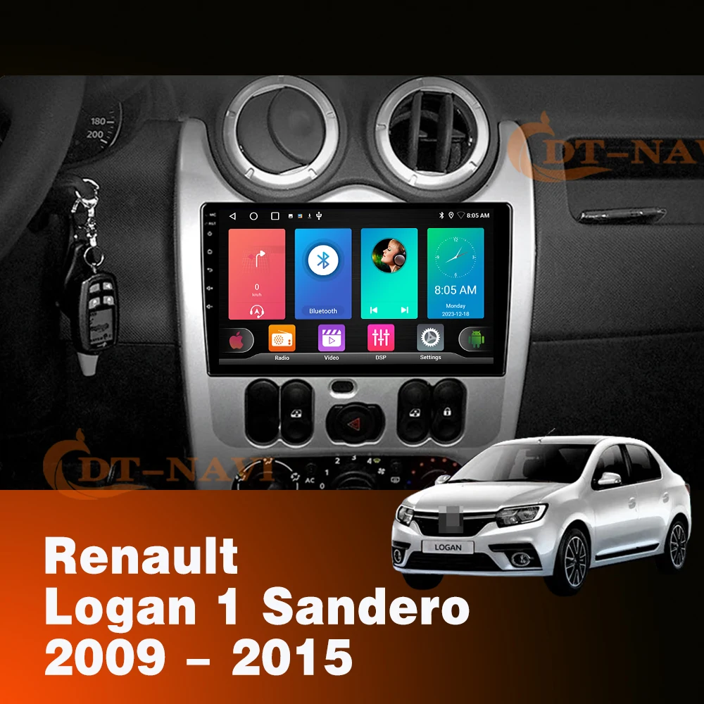 Android 14 For Renault Logan 1 Sandero 2009 2010 2011 2012 - 2015 Largus Dacia Duster Car Radio Multimedia Player Carplay Stereo