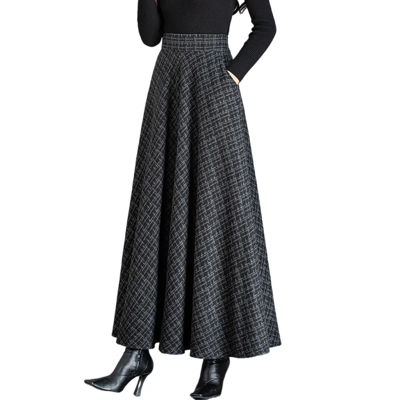 

Custom Made Plaid Skirt Winter warm Skirts High Waist Woolen Skirts Women Skirt New 2023 Ladies Pleated Skirts Plus Size 4xl 5xl