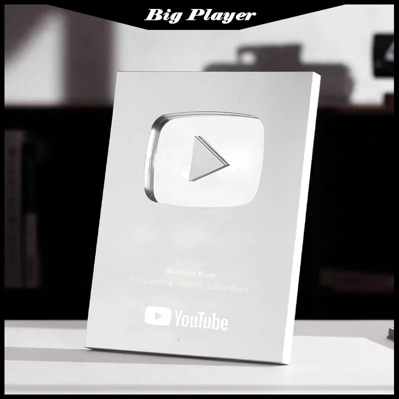 2025 New Silver UV Printed YouTube Plaque Award