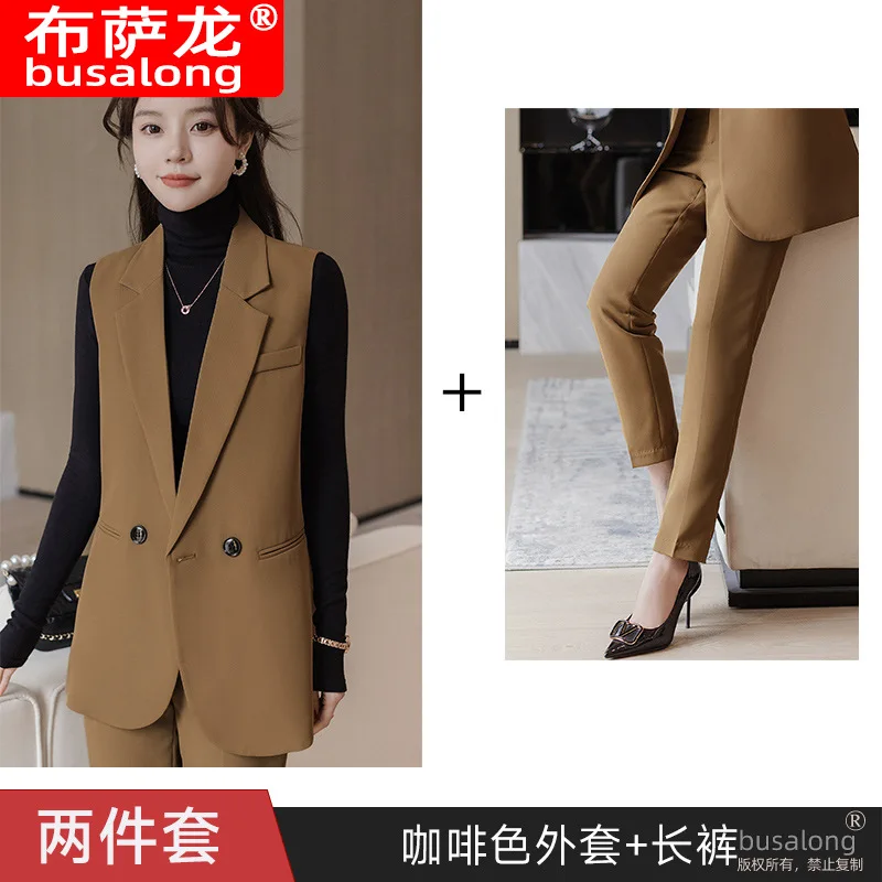 Giacca da gilet da donna di media lunghezza2025Spring Nuovo gilet blazer con spacco alla moda elegante in stile coreano