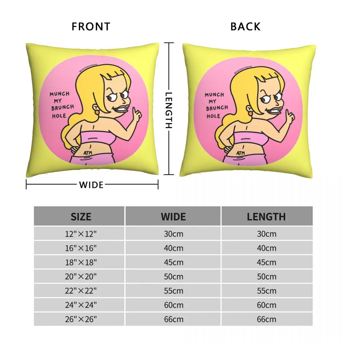 LOLA SKUMPY Munch My Brunch Hole Square Pillowcase Polyester Linen Velvet Printed Zip Decor Sofa Cushion Case