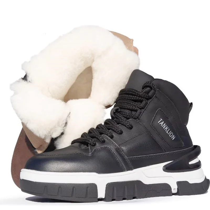 Winter Men Wool Snow Boots Fur Shoes Plush Thickened Warm Work Ankle Boots Outdoor Coldproof Russian Cotton Shoes Thick Bottom