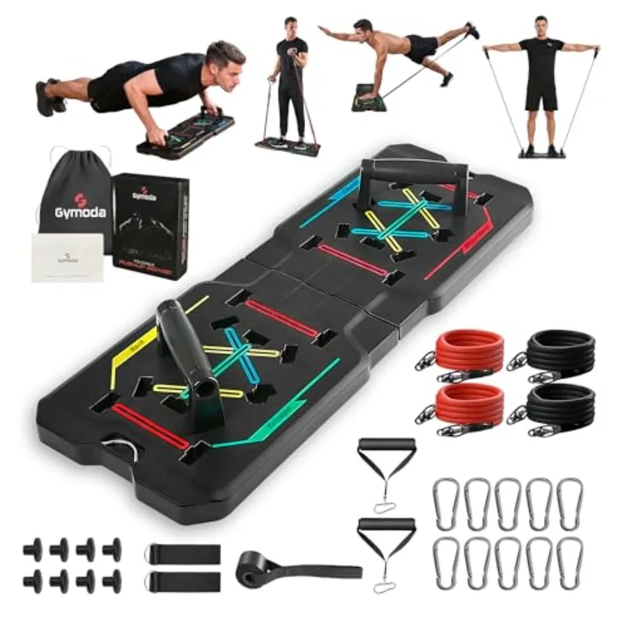 

Портативная доска для отжиманий 14-в-1: домашняя система тренировок для груди, рук, спины и кора, с цветовой кодировкой, противоскользящая, складная, для мужчин и женщин