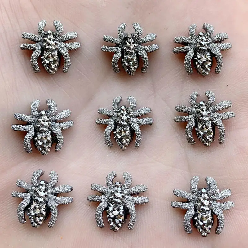 60pcs 13mm Vintage Mini Spider Piatto cabochon resina della parte posteriore di Strass di Cristallo Strass Per I Vestiti Monili Che Fanno