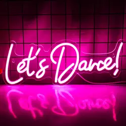Let's Danced Neon Sign LED Neon Light USB Powered Wall Decor for Wedding Dancing Bar Accessories Valentines' Day Birthday Party