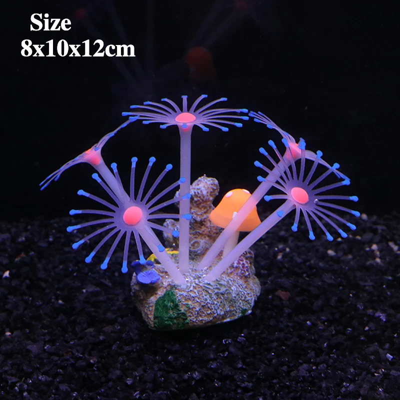 Silicone Fluorescence Effect Artificial Emulation Coral Fish Tank Aquarium Underwater World Plants Decoration Accessories