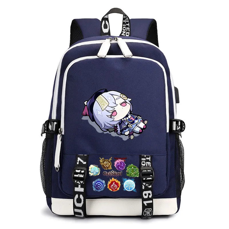 Genshin Impact borsa per il tempo libero borsa USB borsa da scuola per studenti adolescenti zaino per bambini borsa da viaggio per cartoni animati borsa da viaggio all'aperto