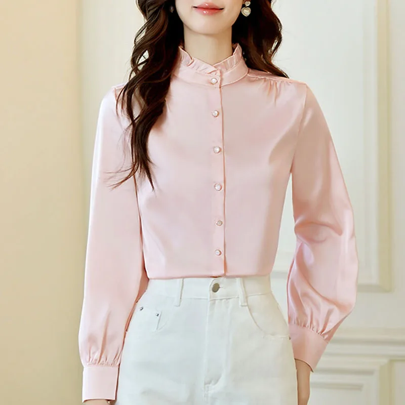 

Women Shirt Blouse New Long Sleeve Elegant Ruffled Collar Shirt Blouse Women Tops Blouses Shirts Blusas Para Mujer Camisas Q810