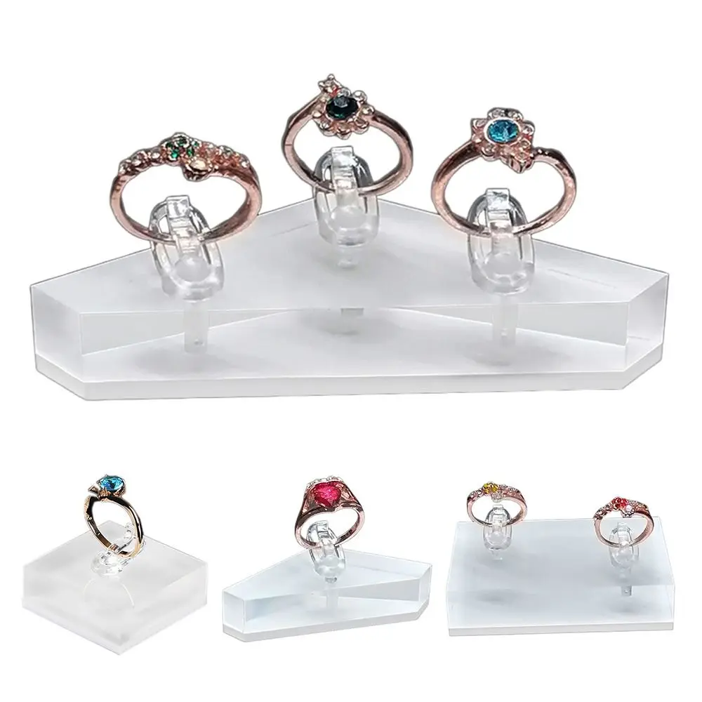 Estante de exhibición de joyería de acrílico, organizador transparente, bandeja, soportes para anillos, expositor de joyas, soportes para anillos de almacenamiento