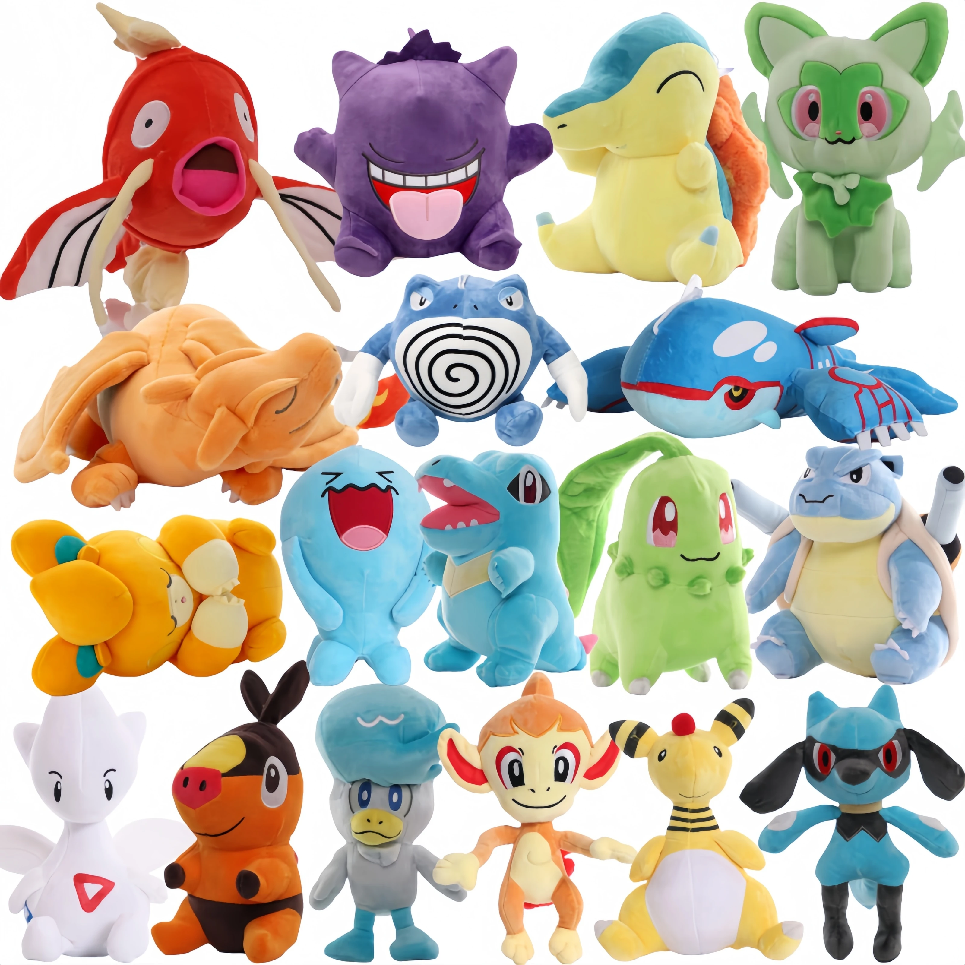 Cute Anime Pokemon Pikachu Plush Doll Stuffed Toy Soft Cuddly Magikarp Charizard Chikorita Blastoise Character for Pokemon Fans