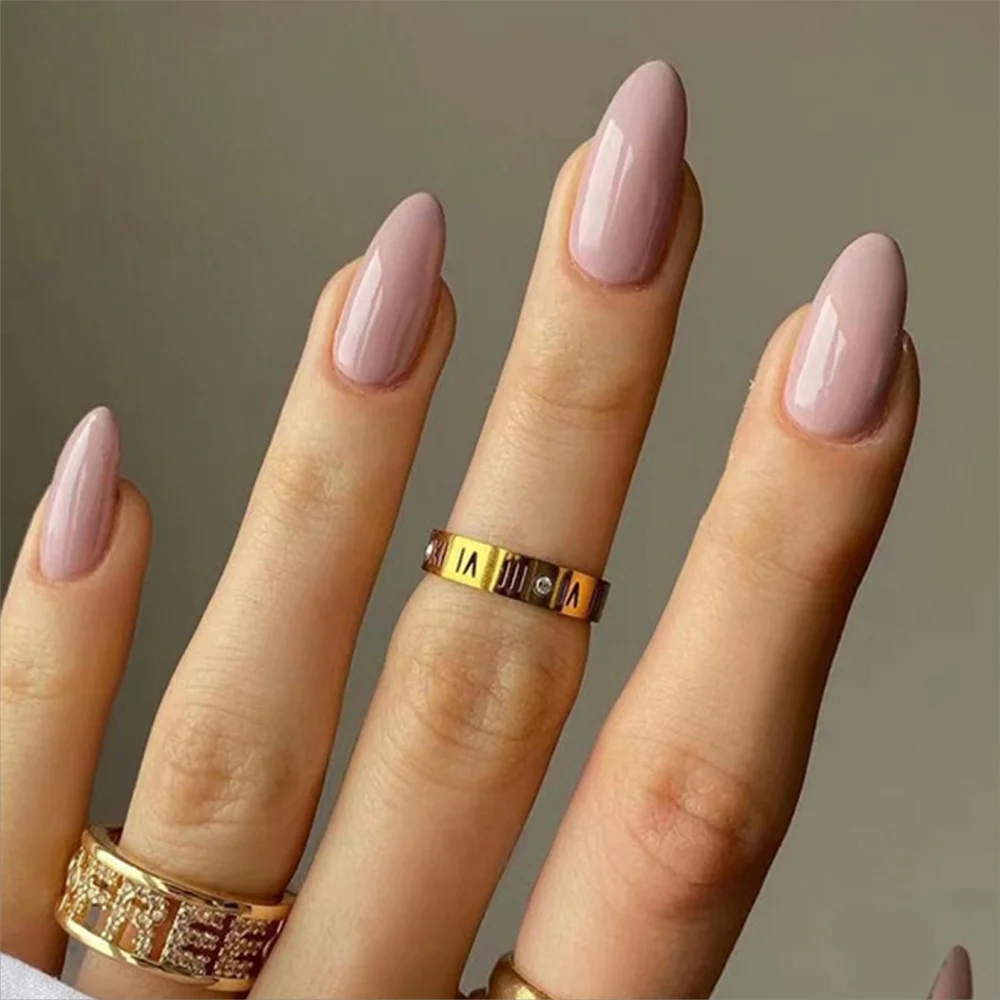 Mode Veelzijdige 24Pc Midden Water Druppelvormige Franse Nude Kleur Glanzende Draagbare Meisjes Vrouwen Nep Nagels Set